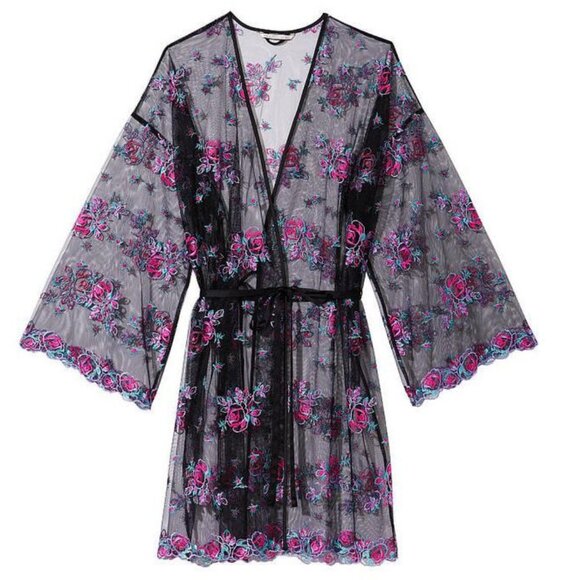 Victoria's Secret Floral Embroidery Sheer Mesh Robe - Picture 1 of 4